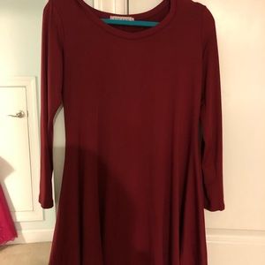 Maroon Long Sleeve Dress